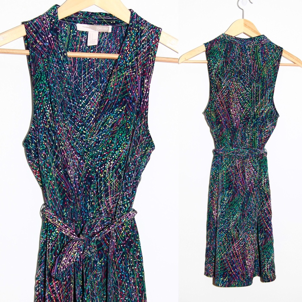 F21 Sleeveless Dress with Pockets & Tie Waist
